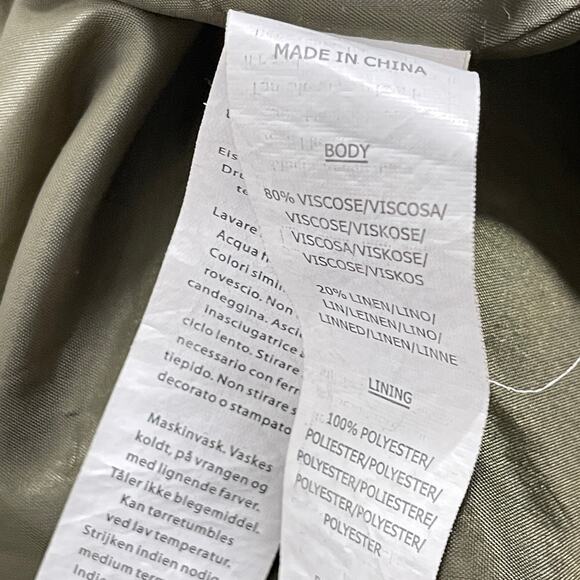 JustFab Jacket Women Plus 1X Green Linen Viscose Full Zip Minimalist Lagenlook - Picture 4 of 5